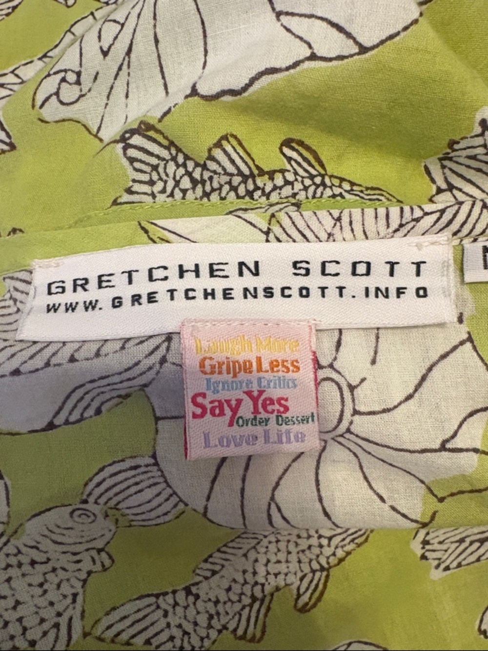 Gretchen Scott Designs Fish And Water Lily Long Sleeve Dress View 4